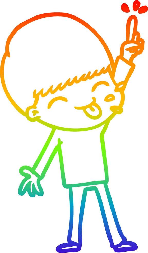 rainbow gradient line drawing happy cartoon boy vector