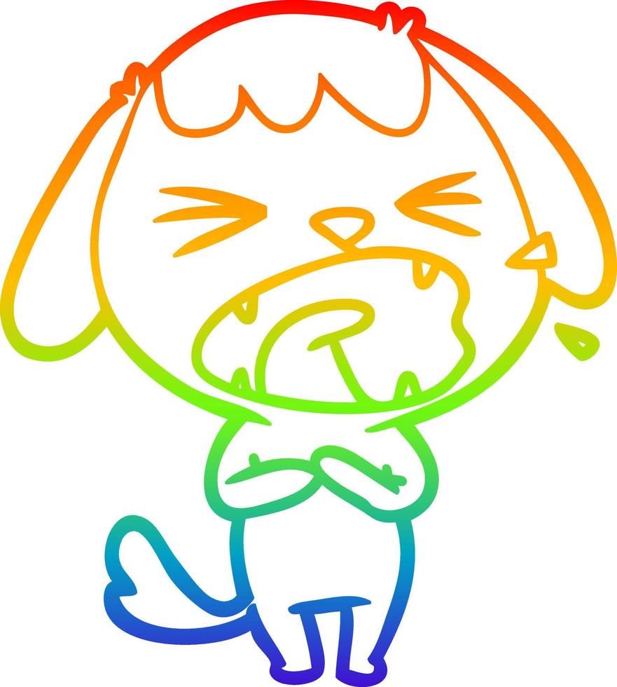 rainbow gradient line drawing cute cartoon dog vector