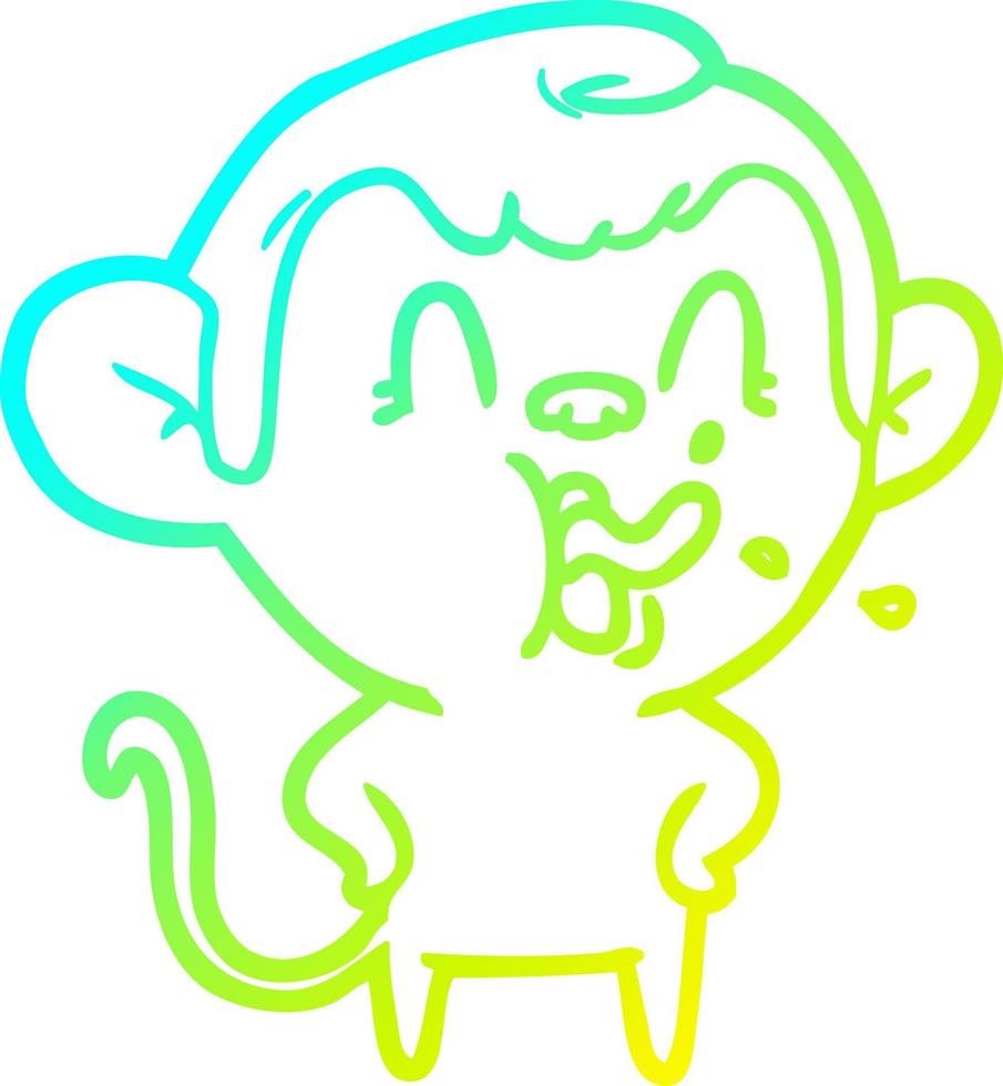 cold gradient line drawing crazy cartoon monkey vector