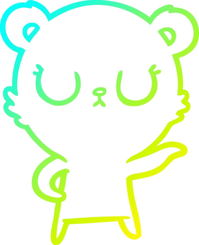 cold gradient line drawing peaceful cartoon bear vector