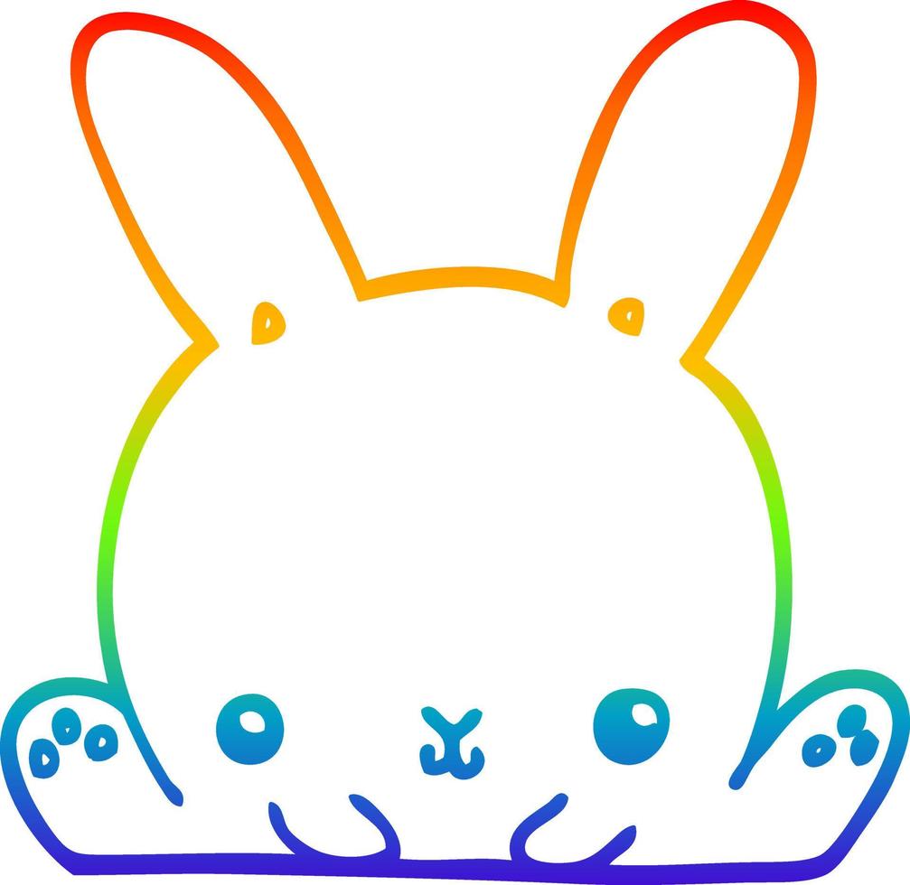 rainbow gradient line drawing cartoon rabbit vector