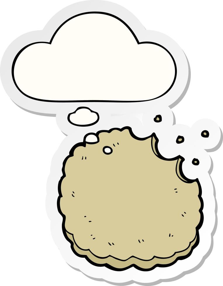 cartoon biscuit and thought bubble as a printed sticker vector