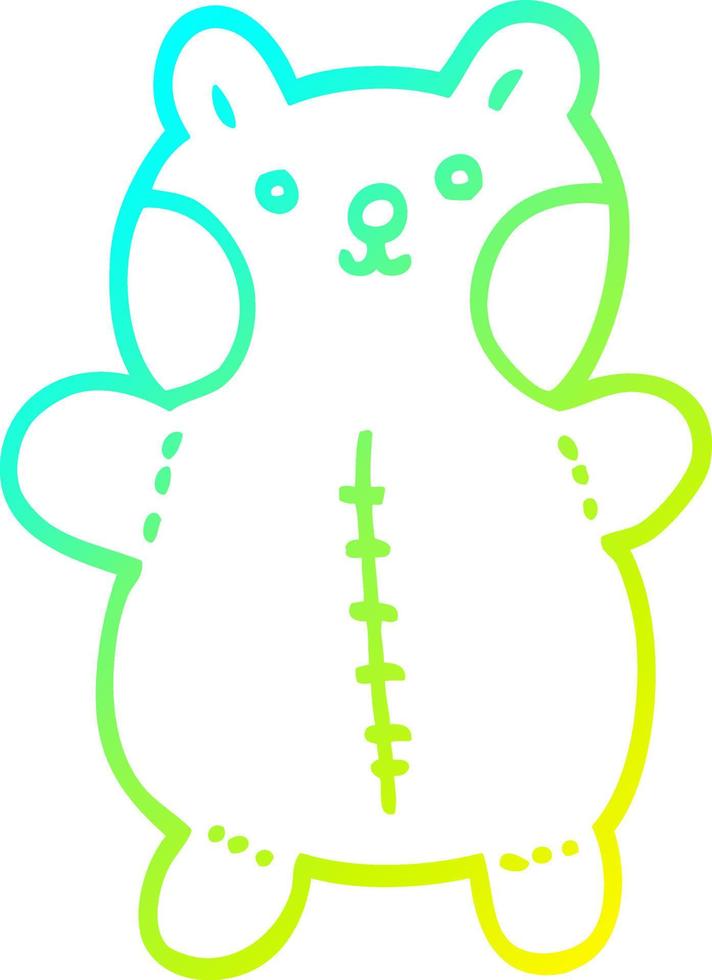 cold gradient line drawing cartoon teddy bear vector