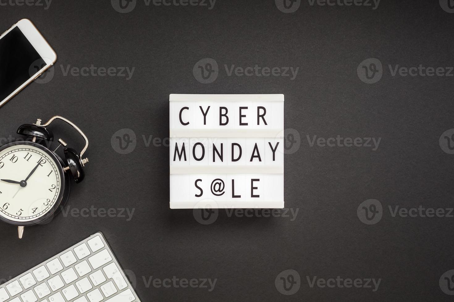 Cyber Monday sale text on white lightbox photo