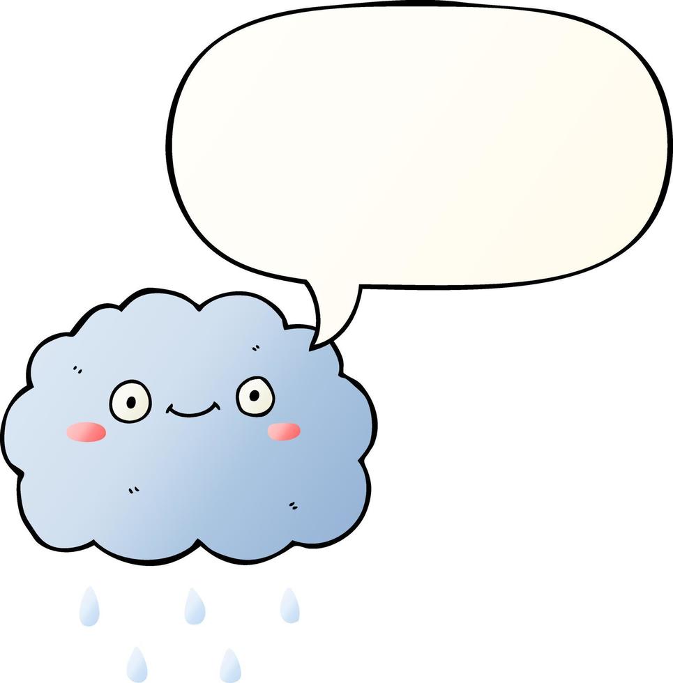 cute cartoon cloud and speech bubble in smooth gradient style vector