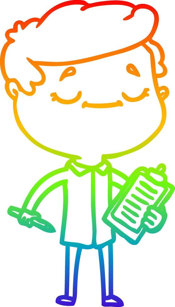 rainbow gradient line drawing cartoon peaceful man vector