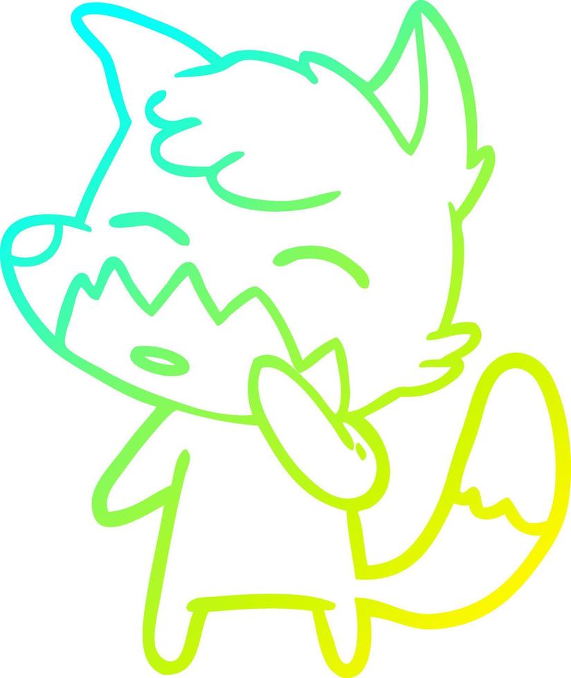 cold gradient line drawing cartoon fox vector