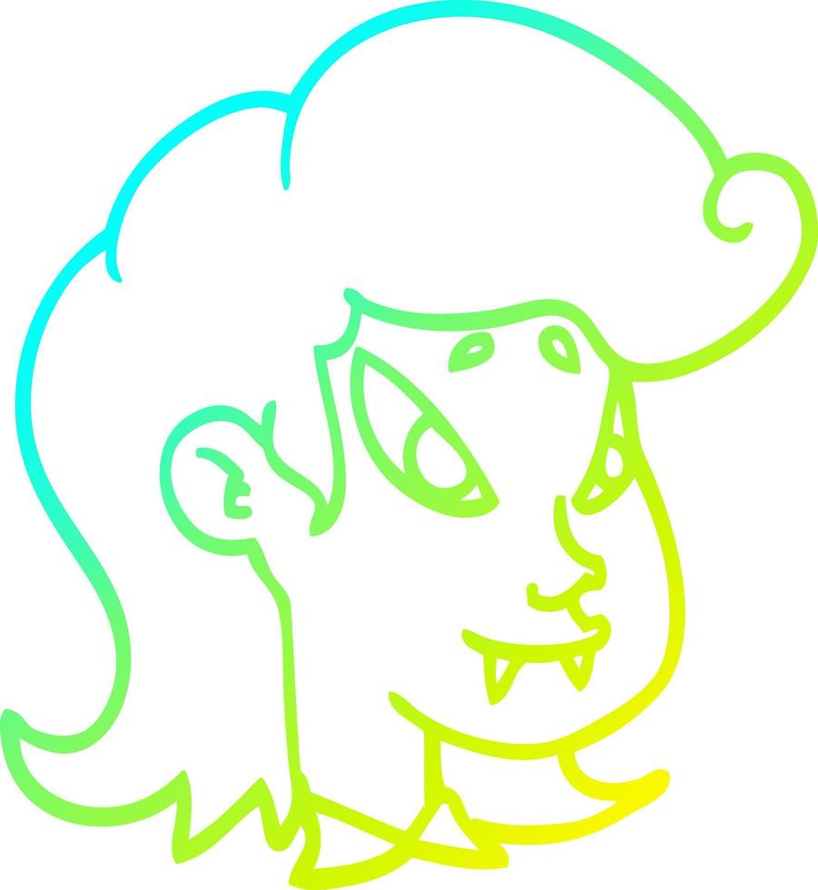 cold gradient line drawing cartoon vampire head vector