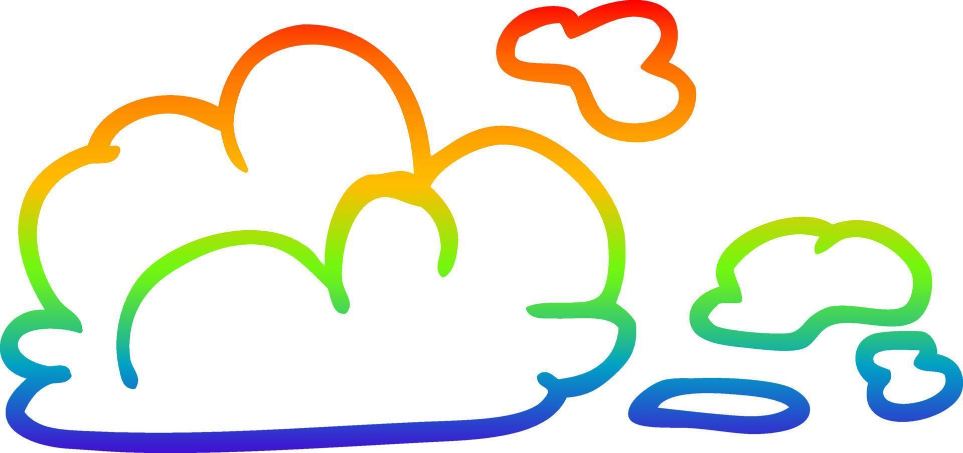 rainbow gradient line drawing cartoon storm cloud vector