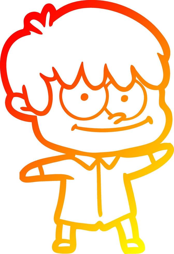 warm gradient line drawing happy cartoon man vector
