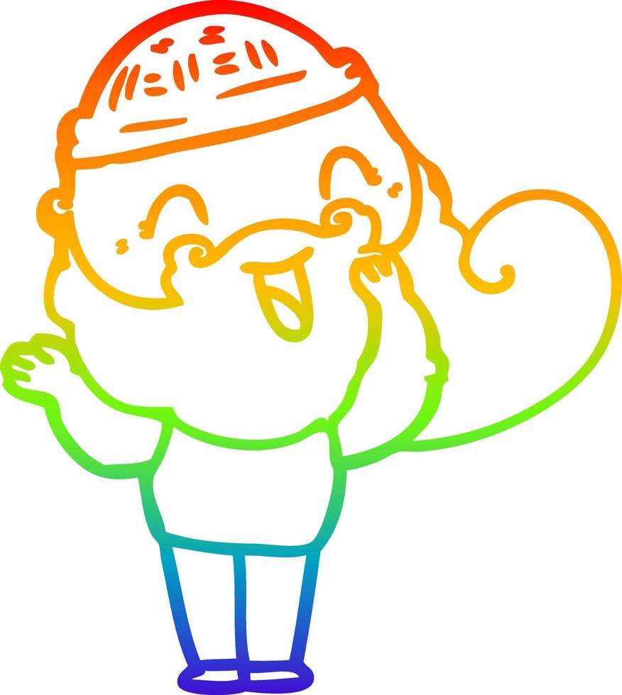 dibujo de línea de gradiente de arco iris hombre barbudo feliz vector