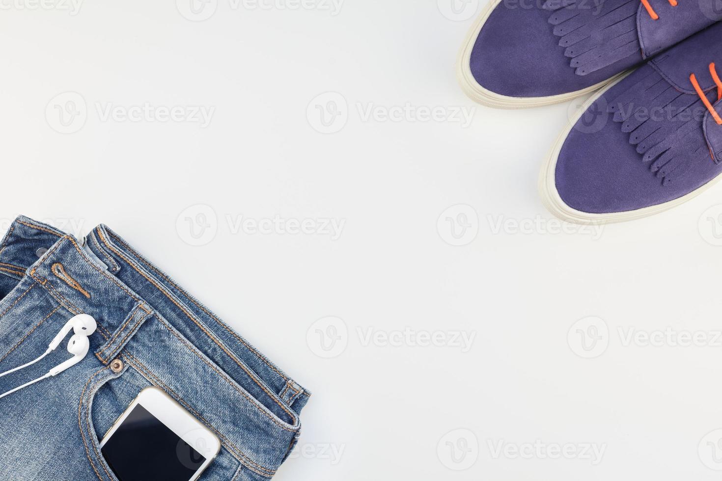 Overhead view of woman casual outfit photo