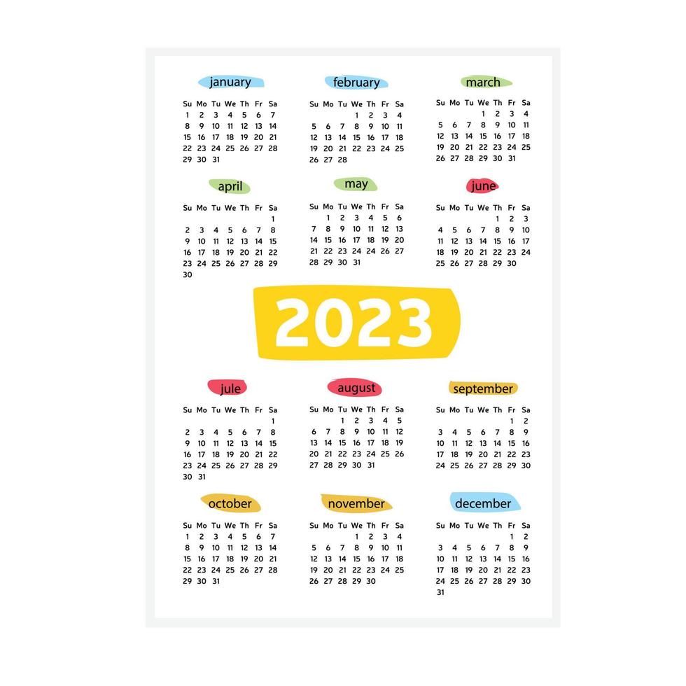 calendario para 2023 aislado en un fondo blanco vector