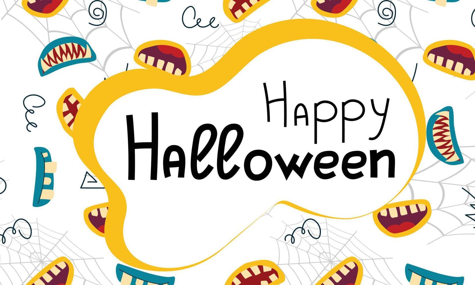feliz Halloween. ilustración de vector de halloween con boca de miedo de halloween y elementos de halloween.