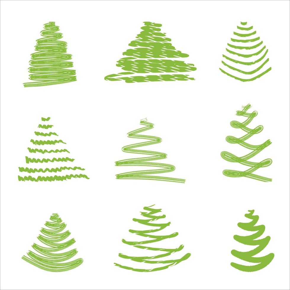 ilustraciones dibujadas a mano del árbol de navidad. vector. vector