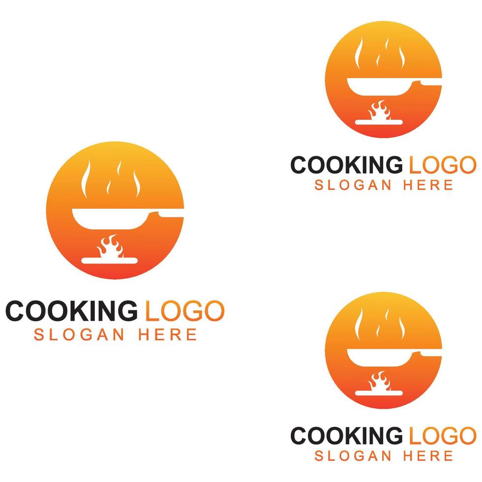 logotipos para utensilios de cocina, ollas, espátulas y cucharas de cocina. utilizando un concepto de diseño de plantilla de ilustración vectorial. vector