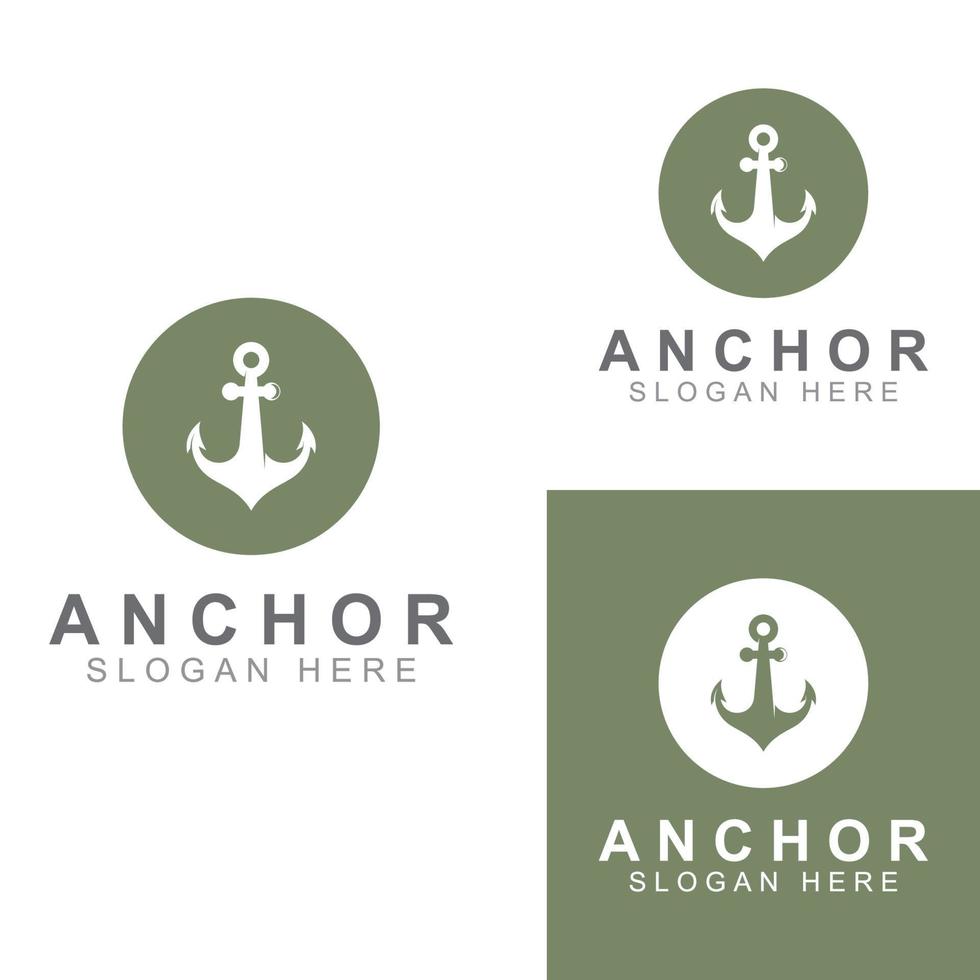 Logo and anchor symbol design vector illustration template.