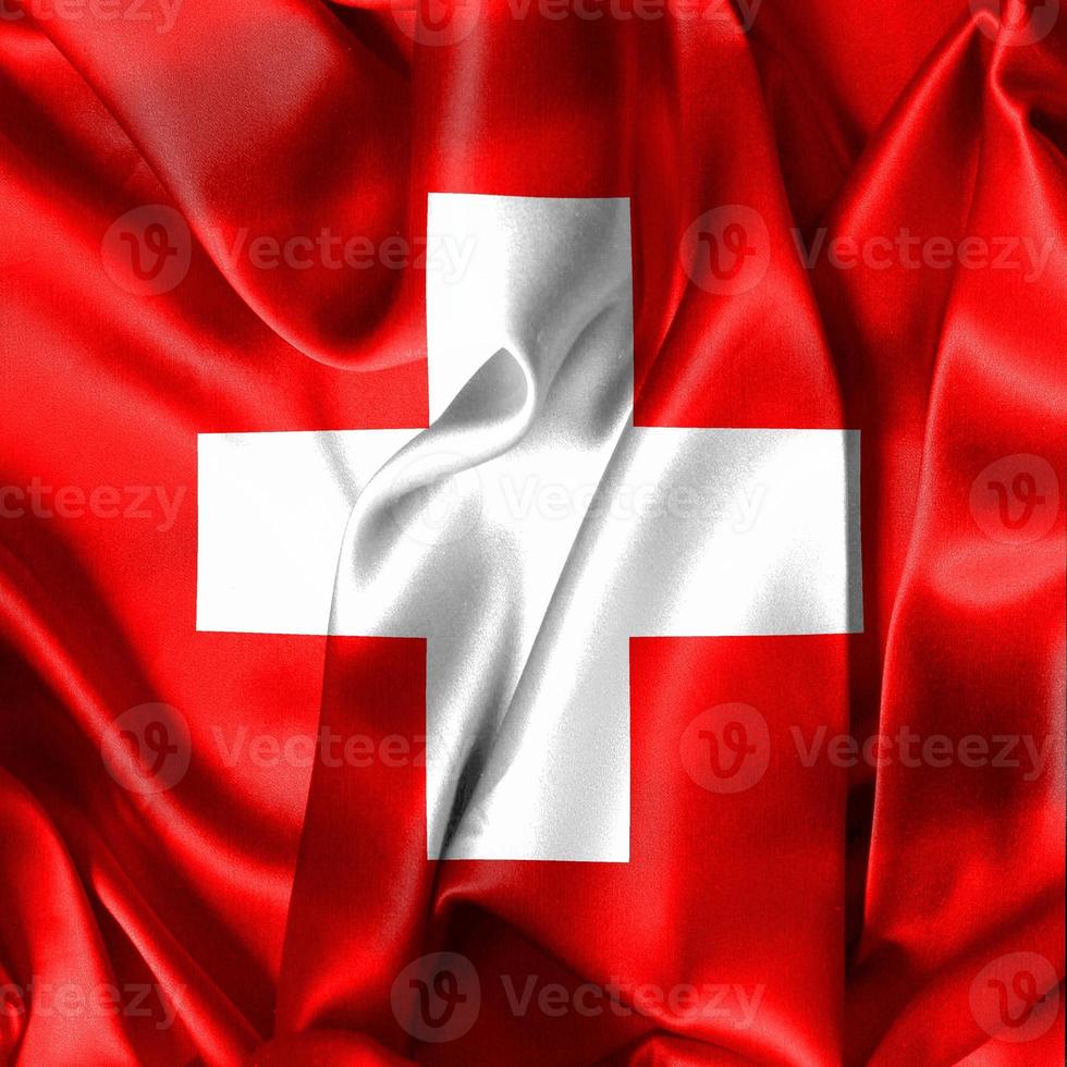 Swiss flag - realistic waving fabric flag photo