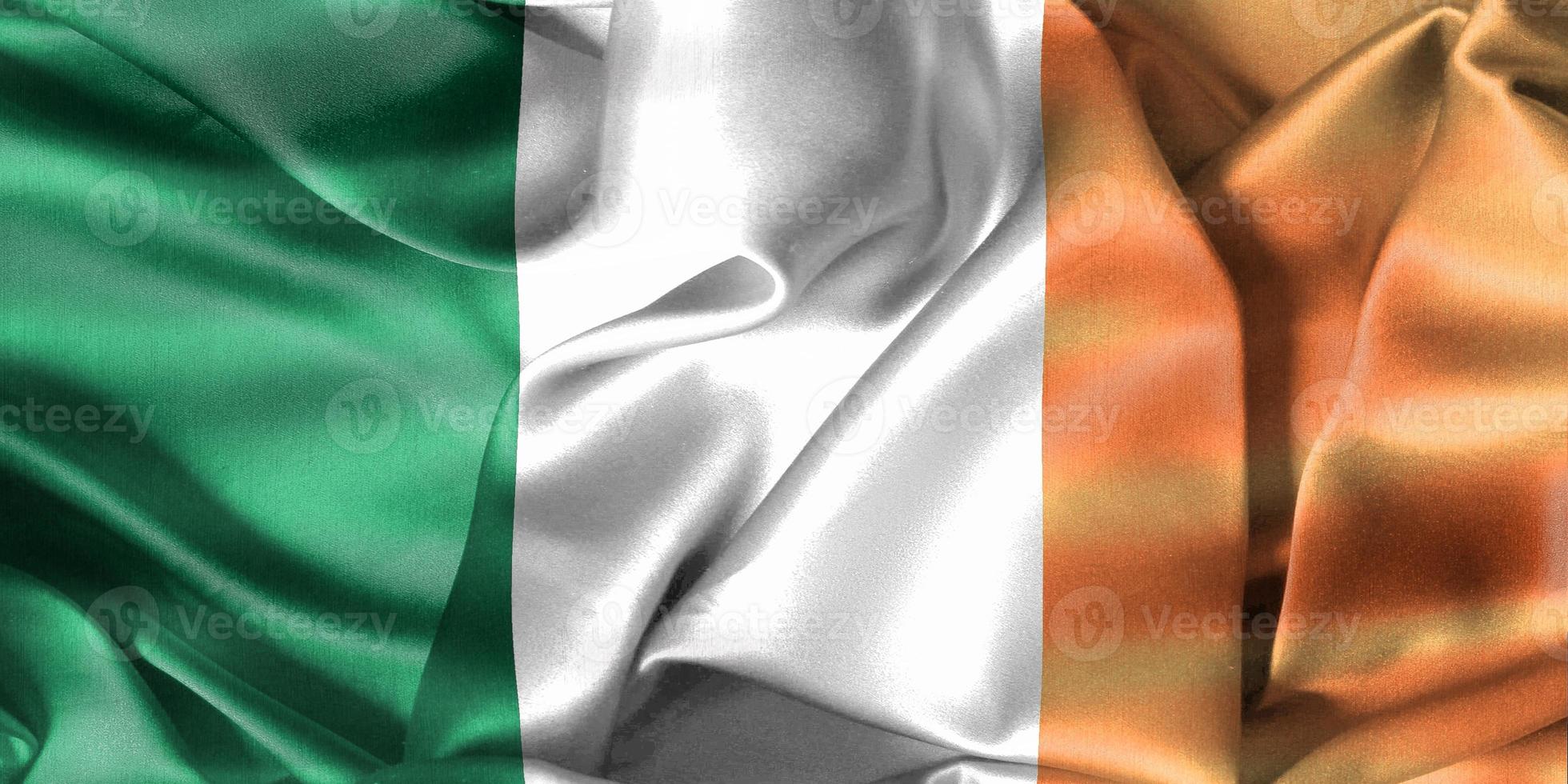 3D-Illustration of a Ireland flag - realistic waving fabric flag photo