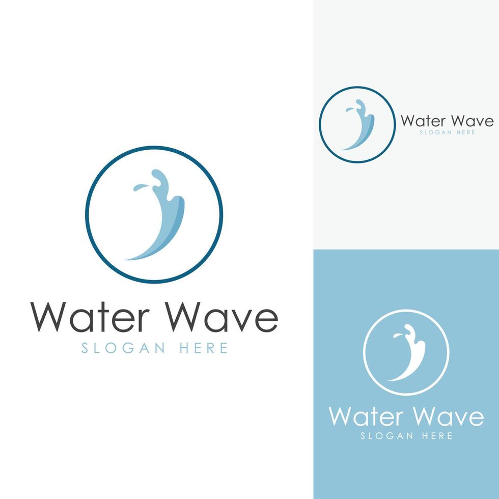 logotipo de ola de agua y logotipo de ola de mar o ola de agua de playa, con concepto de diseño vectorial de plantilla de ilustración de símbolo. vector