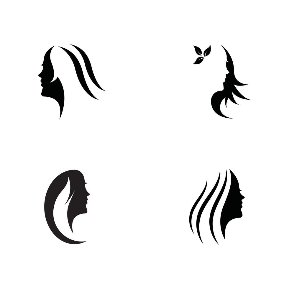 hermosos peinados y ondas pelo icono vector plantilla de diseño
