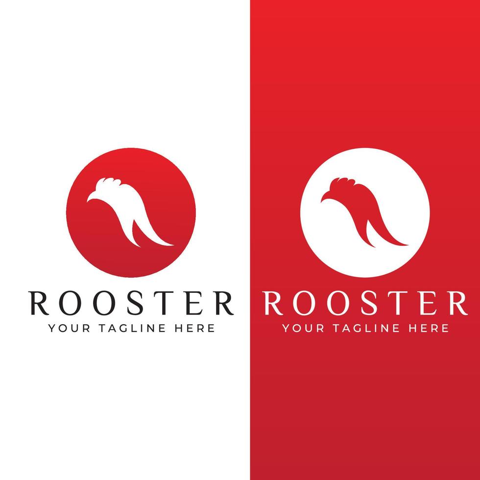 Chicken logo, rooster head logo with fish combination. Logo for company business, restaurant or restaurant or food stall. Using penditan simple vector illustration.