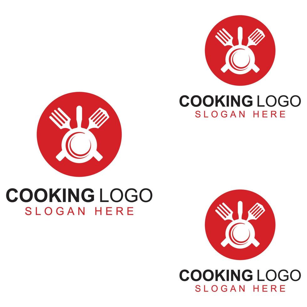 logotipos para utensilios de cocina, ollas, espátulas y cucharas de cocina. utilizando un concepto de diseño de plantilla de ilustración vectorial. vector