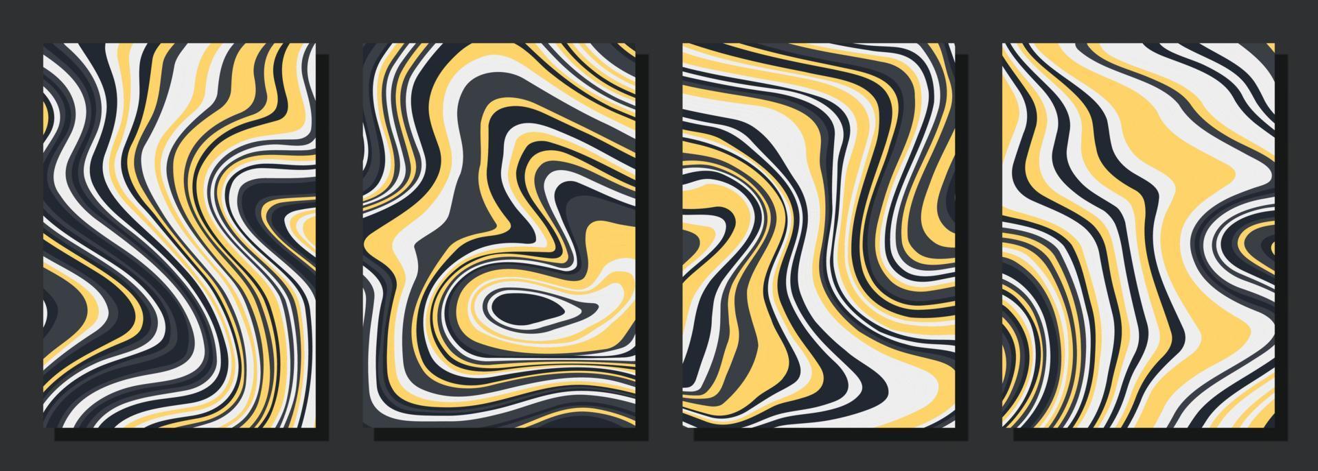 Abstract psychedelic groovy set background. vector