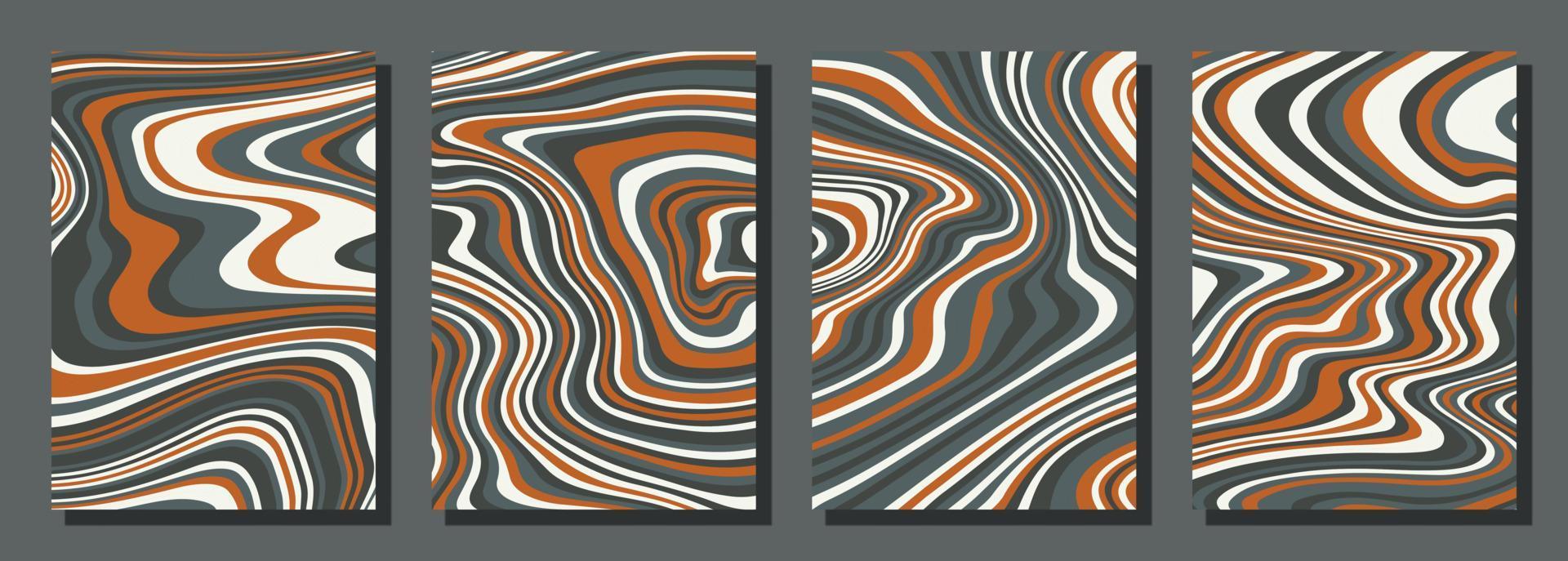 Abstract psychedelic groovy set background. vector