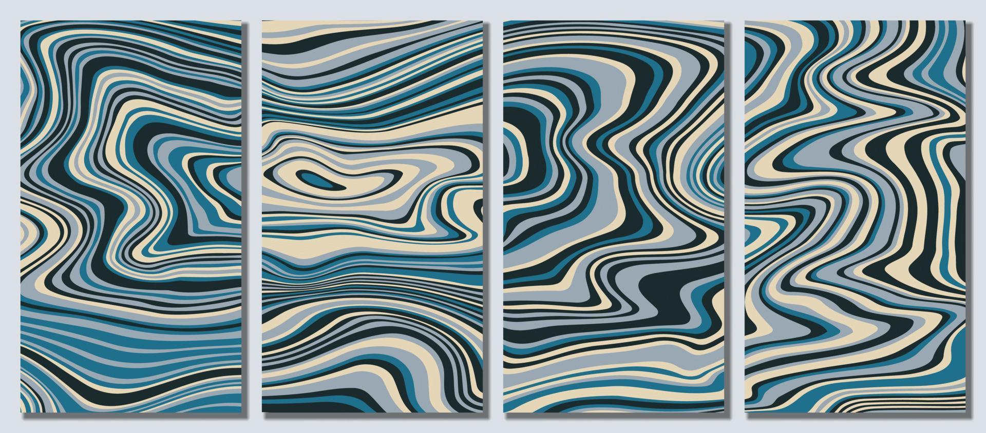 Abstract psychedelic groovy set background. vector