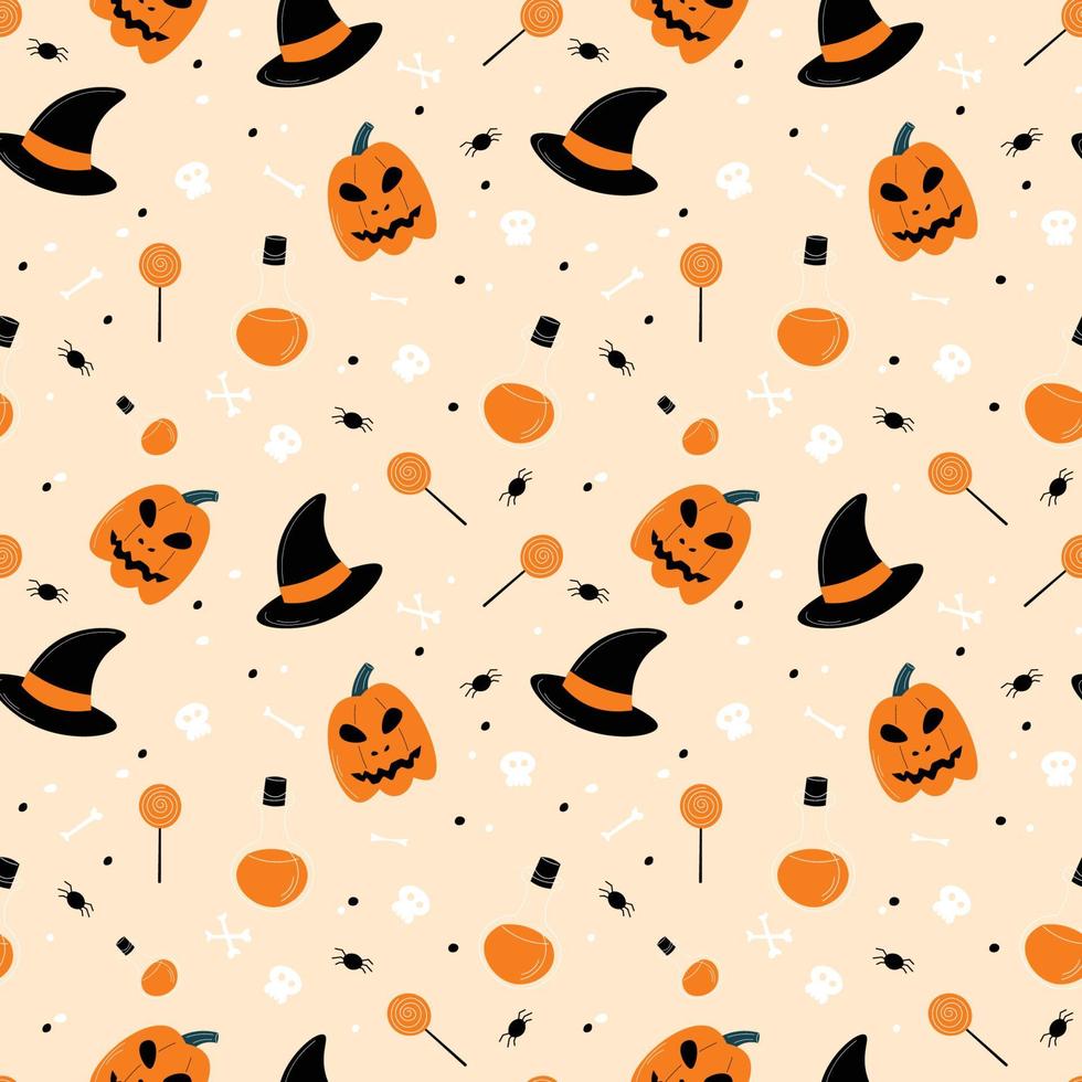 patrón de halloween en estilo sin costuras. vector
