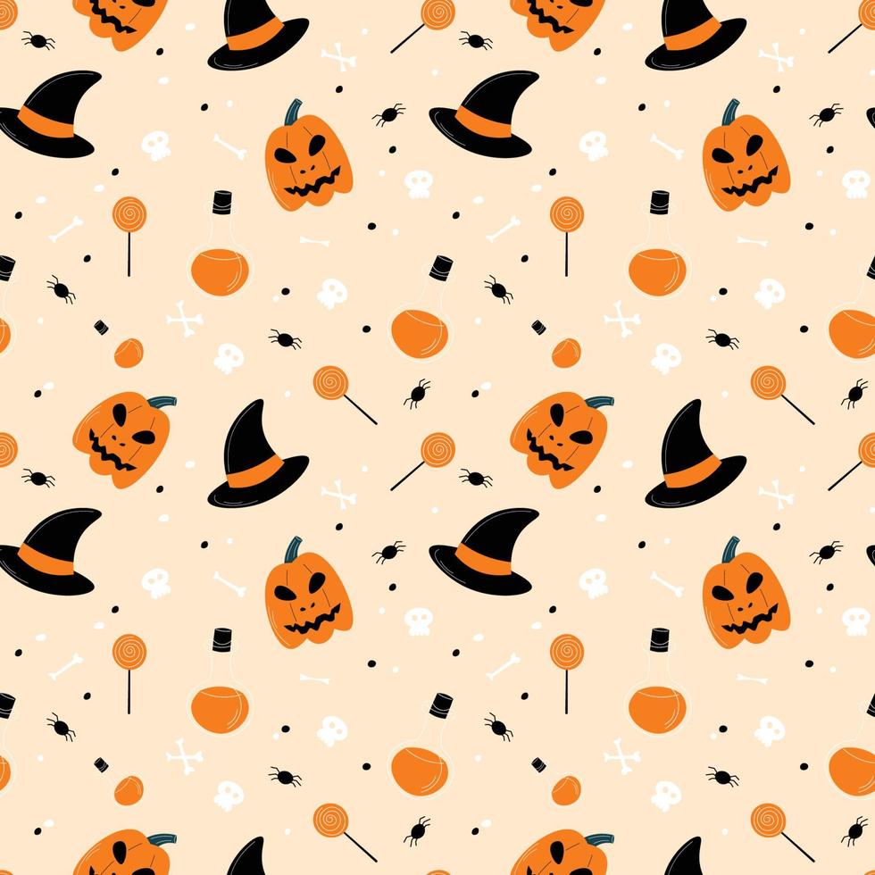 Halloween pattern in seamless style. vector