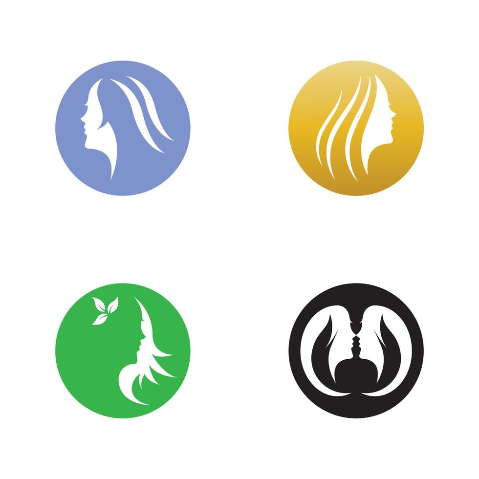 beautiful hairstyles and waves hair icon vector design template