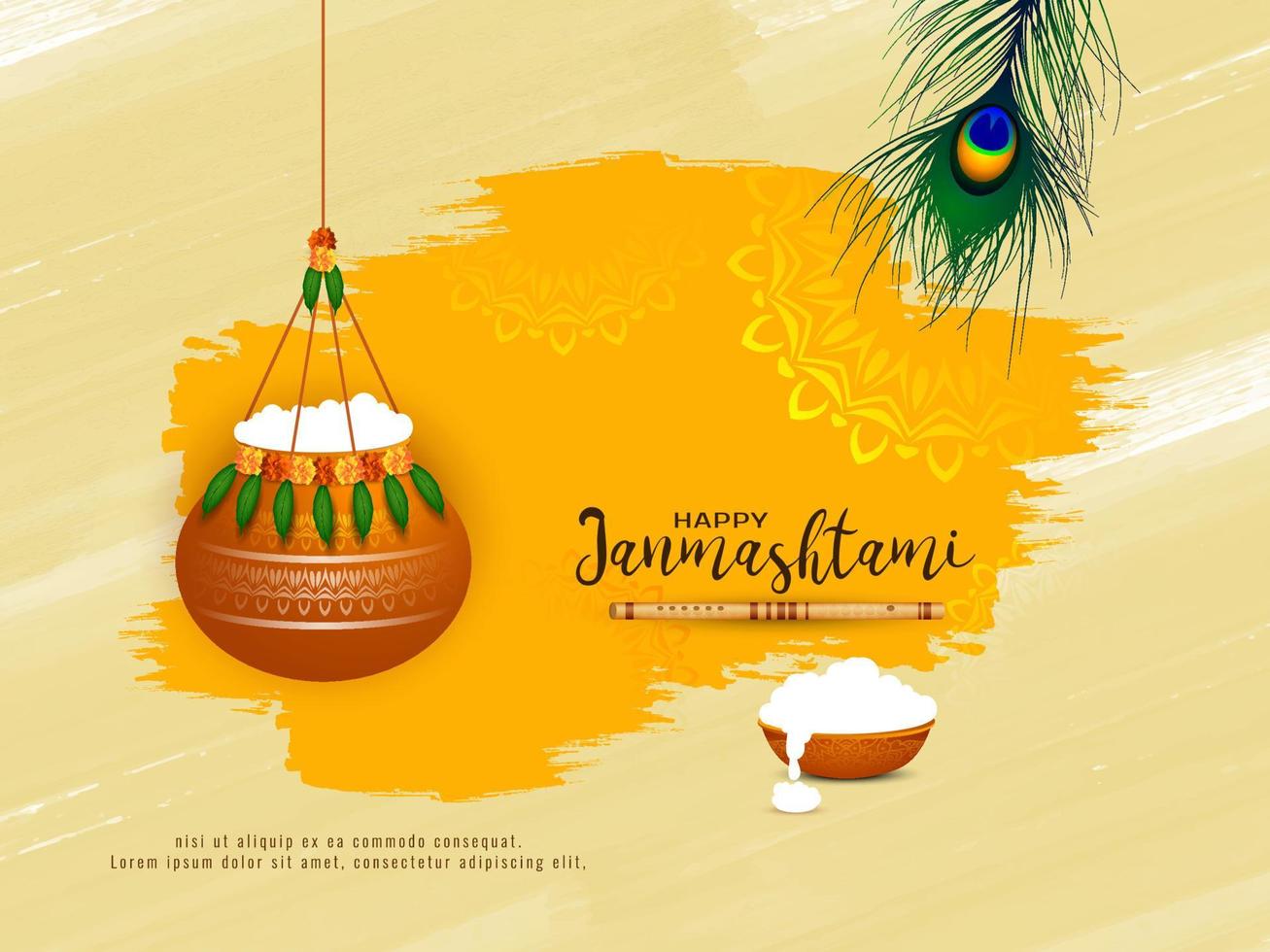 diseño de fondo del festival cultural indio feliz janmashtami vector