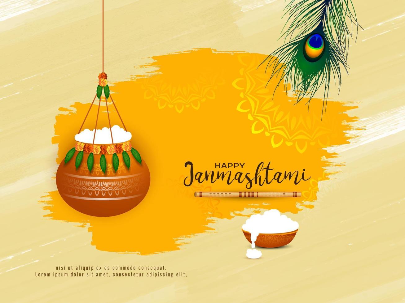 Happy Janmashtami Indian cultural festival background design vector