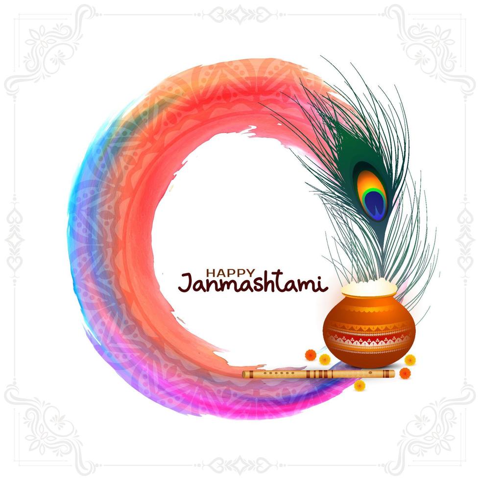 diseño colorido del fondo de la celebración del festival feliz janmashtami vector