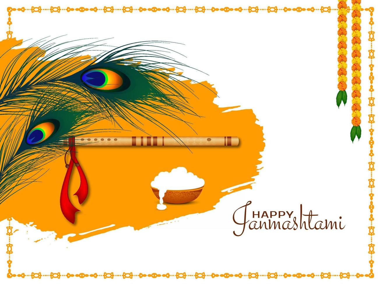 feliz festival janmashtami saludo religioso diseño de fondo vector