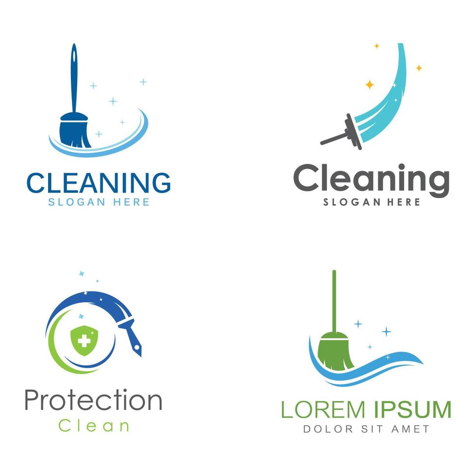 Cleaning logo, cleaning protection logo and house cleaning logo.With a template illustration vector design concept.