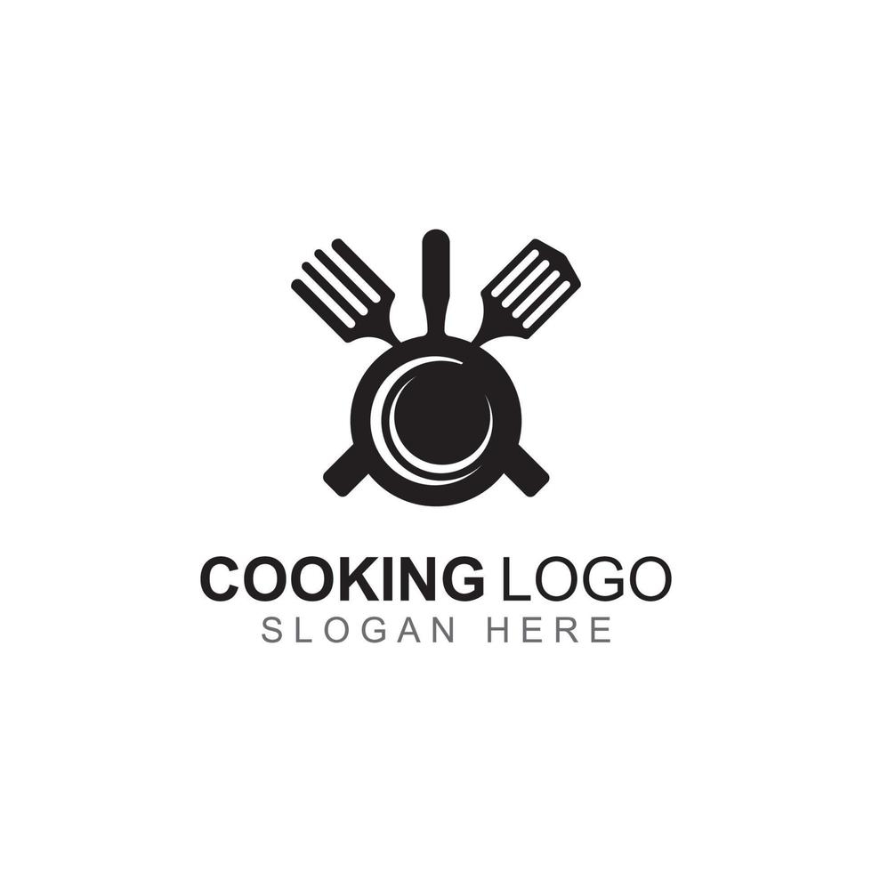 logotipos para utensilios de cocina, ollas, espátulas y cucharas de cocina. utilizando un concepto de diseño de plantilla de ilustración vectorial. vector