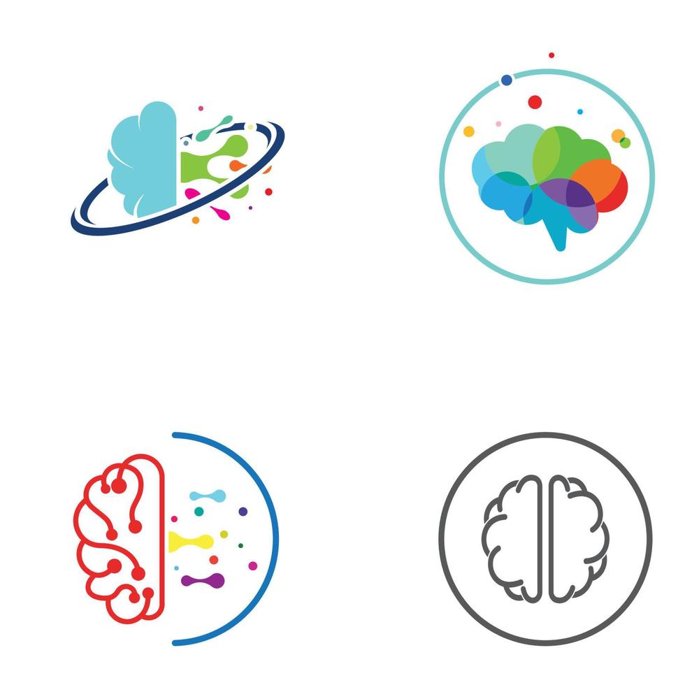 Brain logo. Brain logo with combination of technology and brain part nerve cells, with design concept vector illustration template.