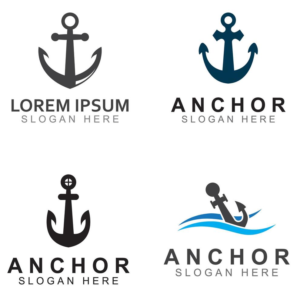 Logo and anchor symbol design vector illustration template.