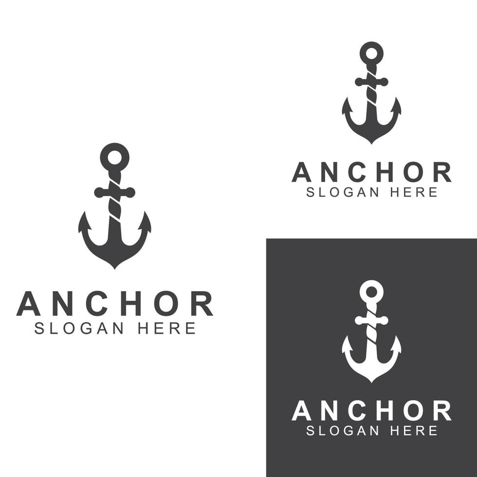 Logo and anchor symbol design vector illustration template.