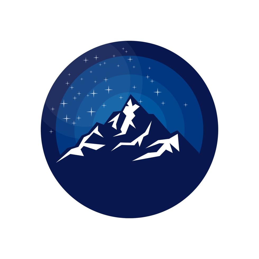 MOUNTAIN IN THE NIGHT ILLUSTRATION vector