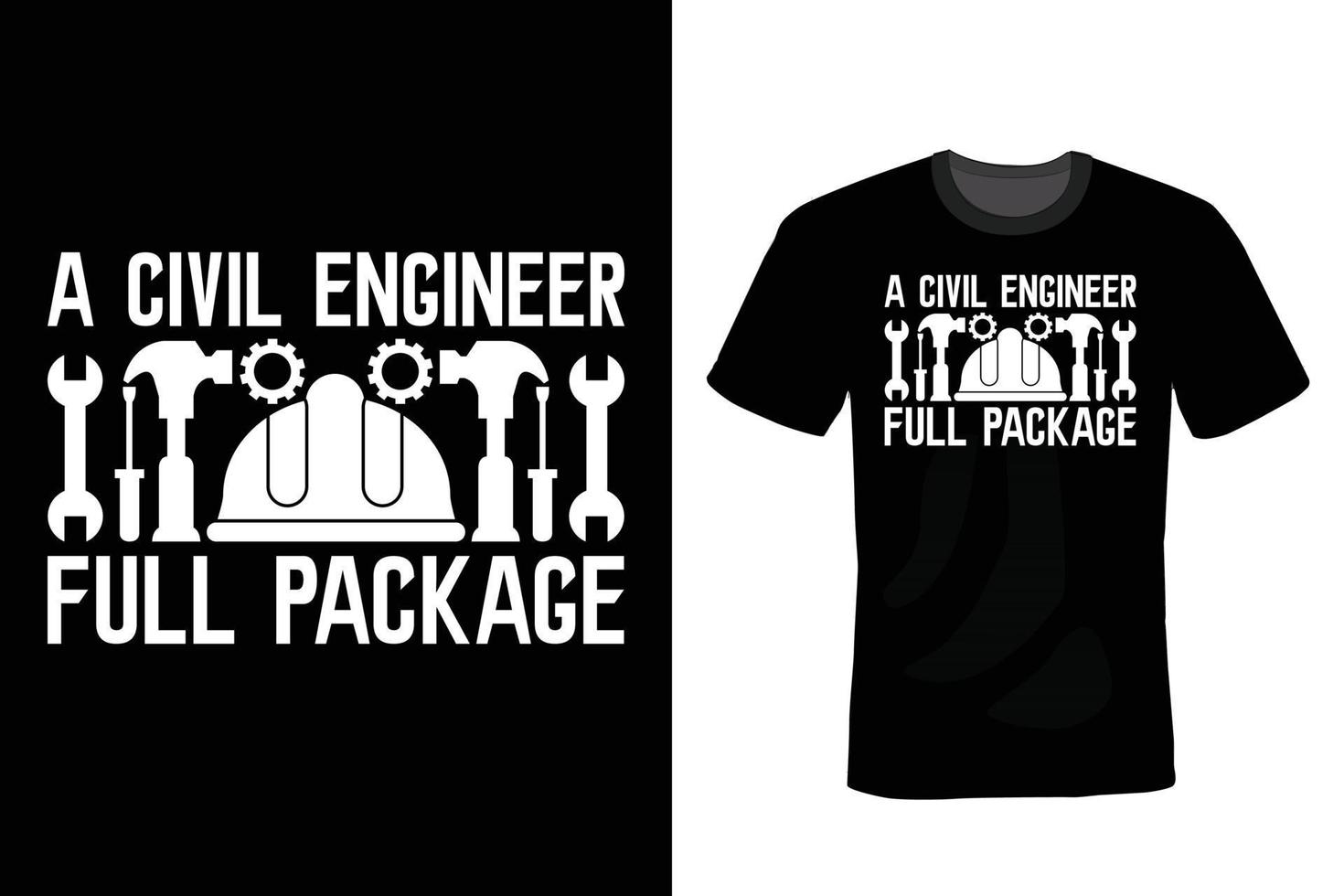 diseño de camiseta de ingeniero civil, vintage, tipografía vector