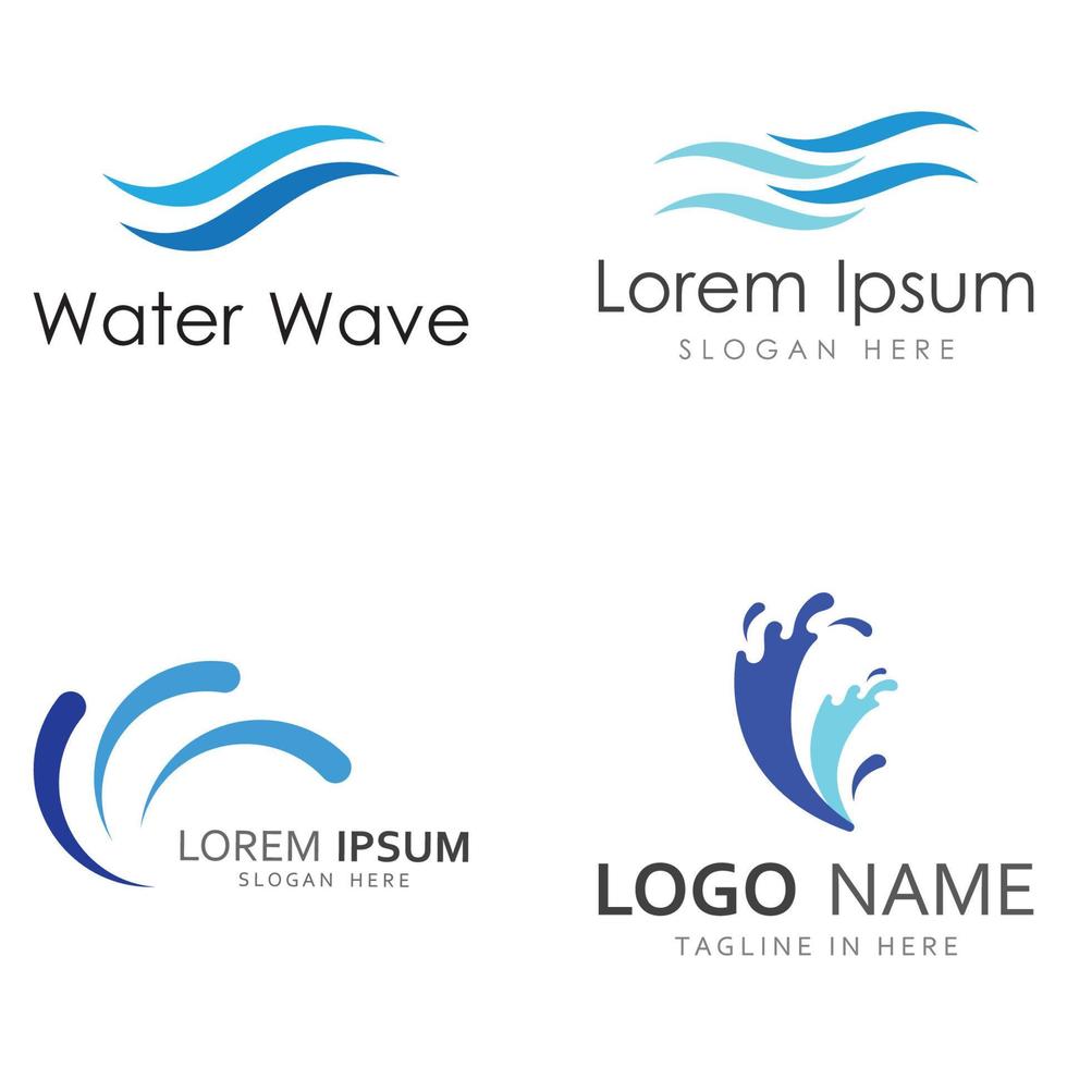 logotipo de ola de agua y logotipo de ola de mar o ola de agua de playa, con concepto de diseño vectorial de plantilla de ilustración de símbolo. vector