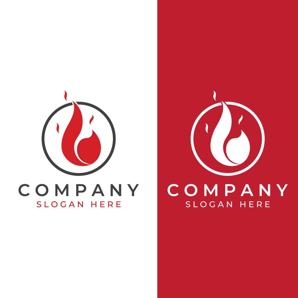 logotipo de fuego o llama, logotipo de bola de fuego y brasas. utilizando un concepto de diseño de plantilla de ilustración vectorial. vector