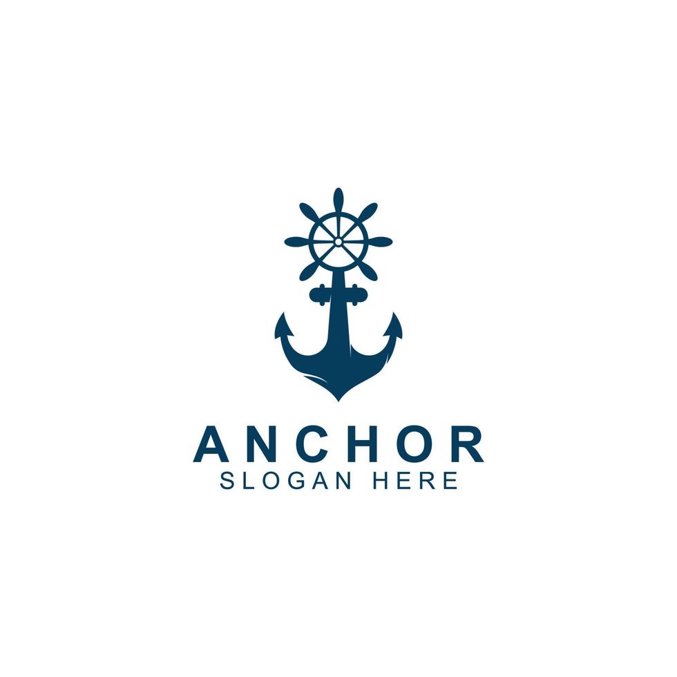 Logo and anchor symbol design vector illustration template.