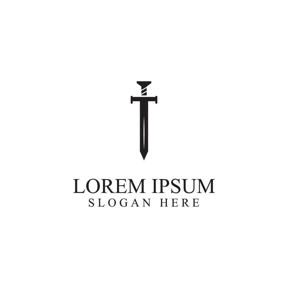 Sword, shield and king's sword logo. Logo design vector illustration template.