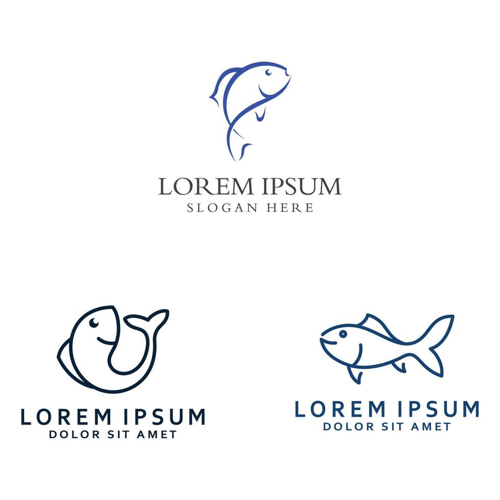 Fish logo, fishinghook, fish oil and seafood restaurant icon. With vector icon concept design illustration template