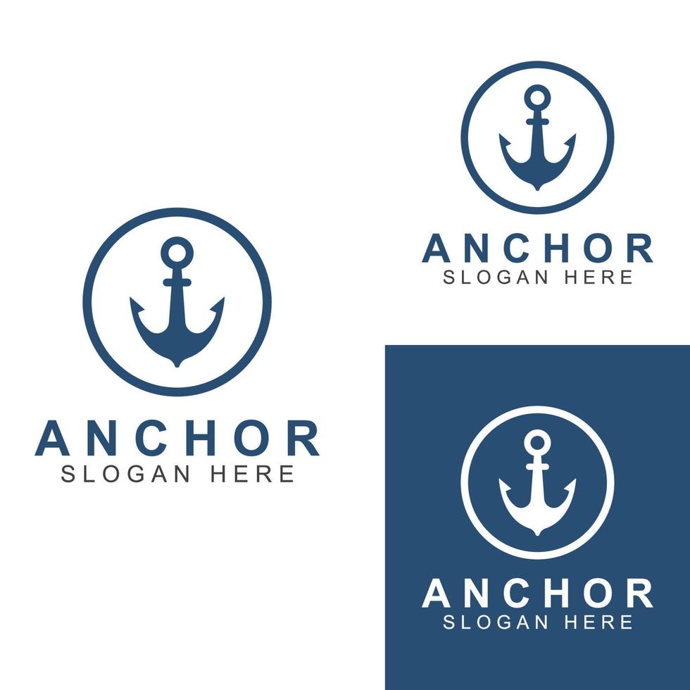 Logo and anchor symbol design vector illustration template.